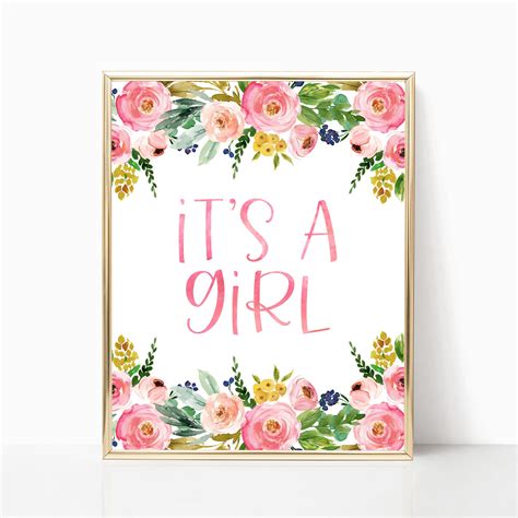 It's A Girl Baby Shower Sign, It's A Girl Sign, Floral Baby Shower ...