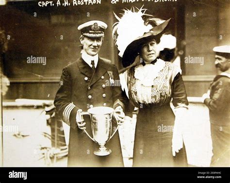 Molly” Brown presenting trophy to Captain Arthur Rostron for rescue of ...