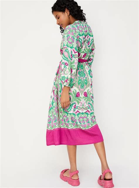 Buy Women Printed Belted Midi Dress Online at just Rs. 1299.0 ...