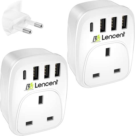 Buy 2 Packs UK to EU Euro Europe Plug Adapter, LENCENT European Travel ...