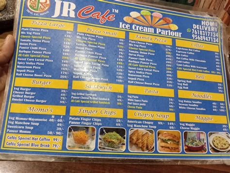 Menu at The JR Cafe, Uttarkashi