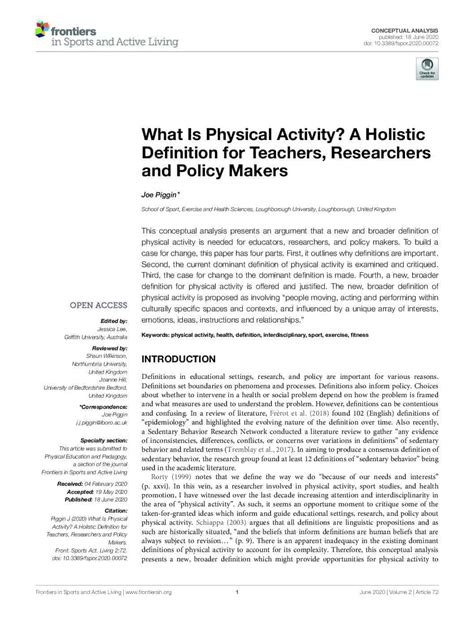 What Is Physical Activity? A Holistic Definition