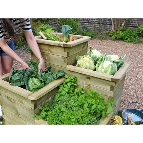Garden Solid Wood 4 Tier Raised Bed Planter for Vegetable & Flowers in ...