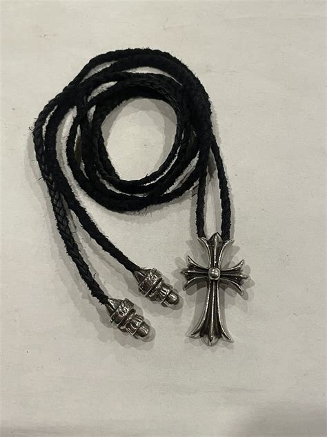 Chrome Hearts Chrome Hearts Cross Pendant Bolo Tie Leather Braid ...