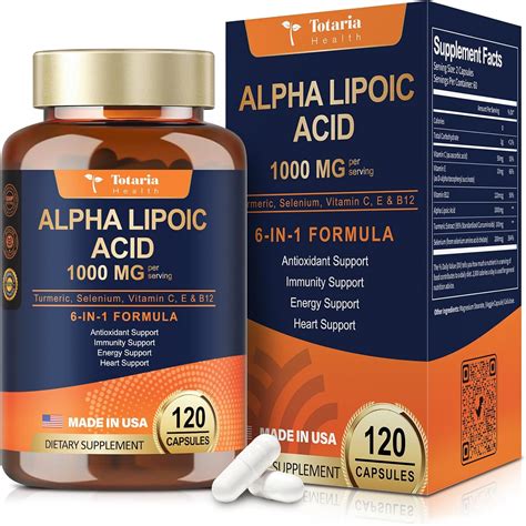 Amazon.com: Alpha Lipoic Acid - 1000mg ALA Supplement Capsules for Neuropathy Support Supplement ...