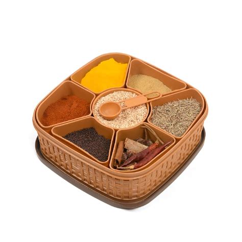Plastic Square 7 Section Multipurpose Masala Dabba, Spice Box Set Rs 199/-