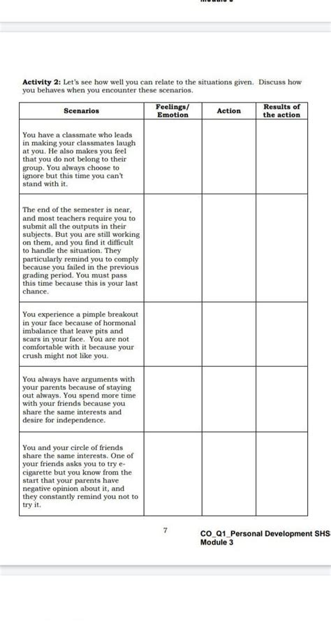 Activity 2: Let's see how well you can relate to the situations given ...