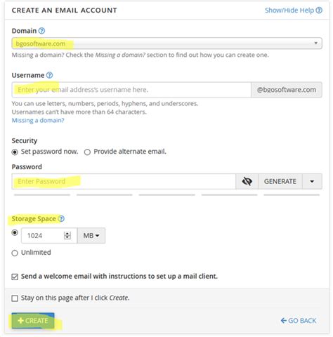 cPanel Create Email Account 的图像结果