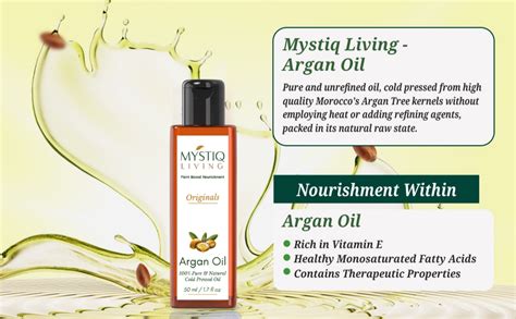 Buy Mystiq Living Pure Moroccan Argan Oil for Hair Growth, Face, Skin ...
