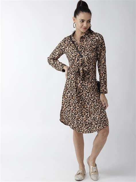 Beige Black Leopard Print Shirt Dress – CINK