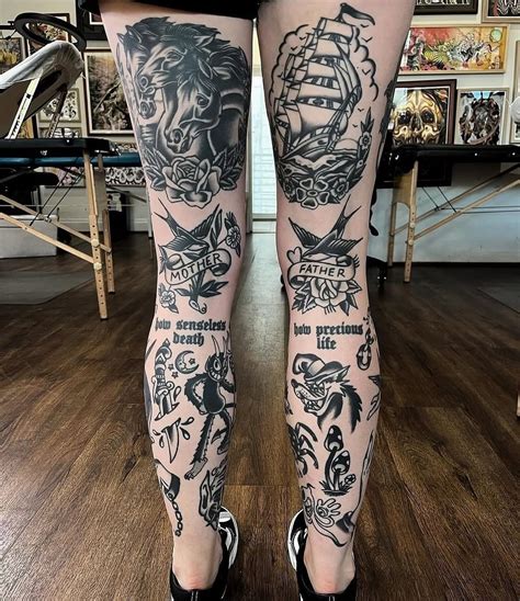 Old School Tattoo Leg Sleeve