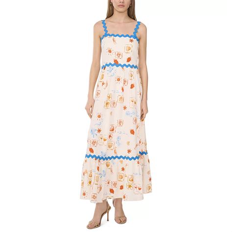 Women's MSK Tiered Linen Dress with Ric Rac Trim