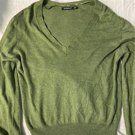 olive tone green v neck jumper sweater cotton soft... - Depop