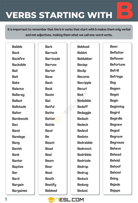 Verbs That Start With B: Common, Academic, and Phrasal Verbs (with ...