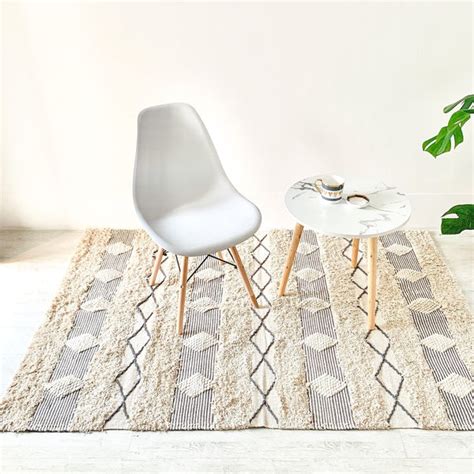 BOHO Harper Handwoven Rug - White & Grey Online - Premium Rug | Nestasia
