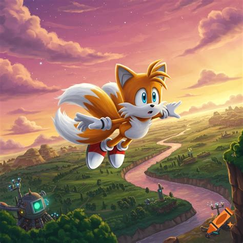 An inflated Tails from Sonic the Hedgehog floats above a Green Hill ...
