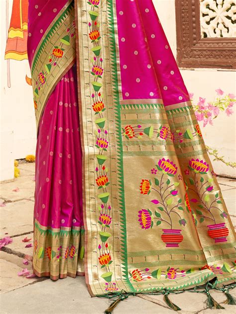 Blooming Aura Banarasi Silk (Pink) Ready To Wear Pocket saree