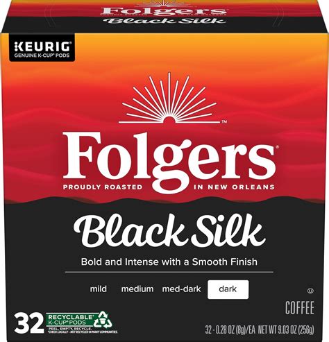 Amazon.com: Folgers Black Silk Dark Roast Ground Coffee, 32 Keurig K ...