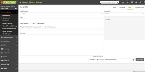 How to Send SMS? - Smart School : School Management System by QDOCS