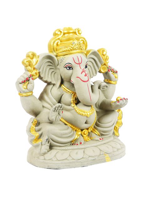 Buy | Beige & Yellow Ganesha Idol Showpiece | Tied Ribbons