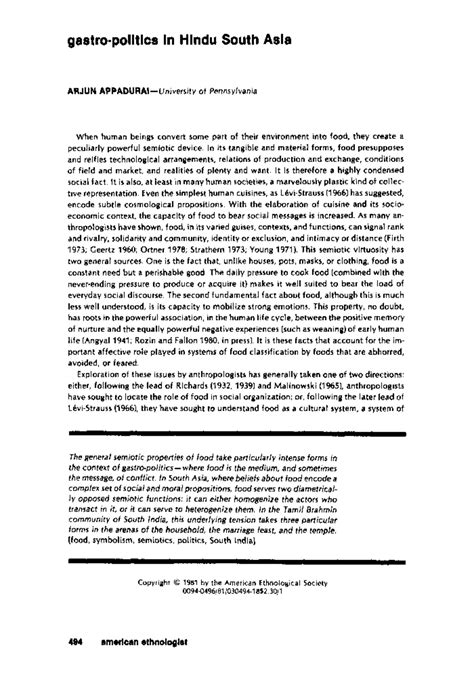 Gastro-Politics in Hindu South Asia: An Ethnographic Analysis (ARJUN ...