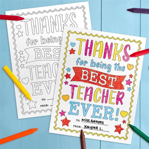 Teacher Appreciation Cards Printable Coloring