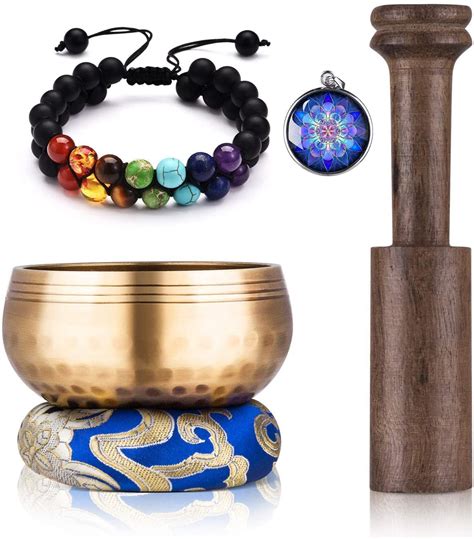 Tibetan Singing Bowl Set - 7 Chakras Healing Crystals Bracelet ...