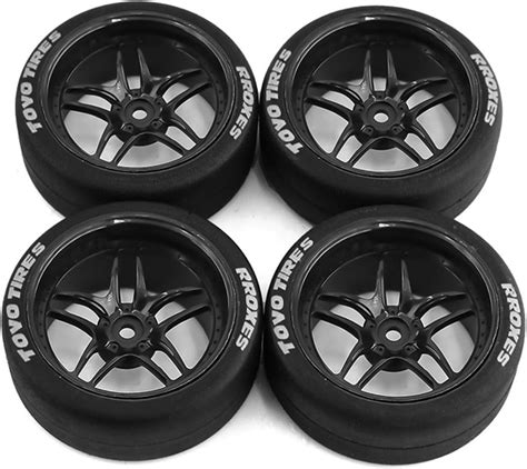 Amazon.com: Chanmoo 1/10 RC Drift Tires and Plastic Wheels Rims Rally Racing Tyres 12mm Hex for ...