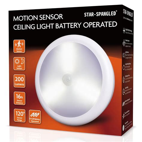 Buy STAR-SPANGLED 6.3” Motion Sensor Ceiling Light Indoor AA or D-Cell ...