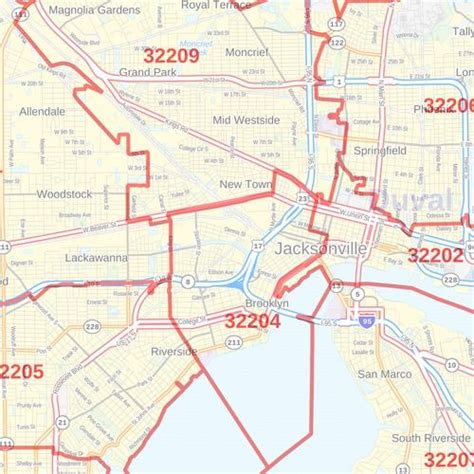 Jacksonville, Florida ZIP Codes Map