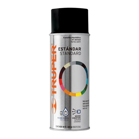Pintura en aerosol, negro brillante, bote tradicional, 400ml - Truper ...