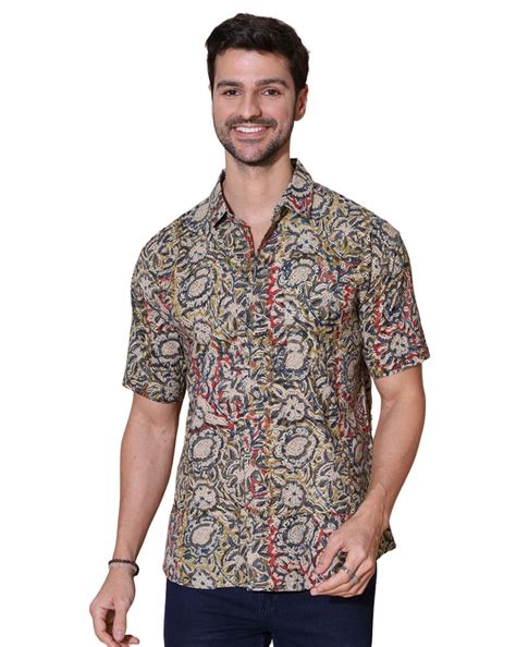 MOSHI Handcrafted Kalamkari Shirts : Breathable Elegance with Vibrant ...
