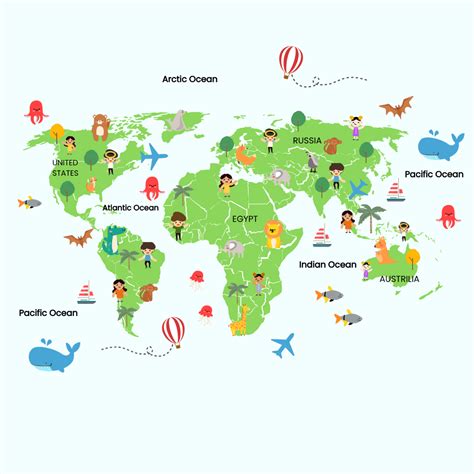 Free Kids World Map Clipart Template to Edit Online