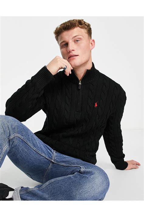 Ralph lauren half zip knit jumper online