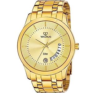 Buy Walrus Gold Dial Analog Day Date Function Stainless Steel Chain ...