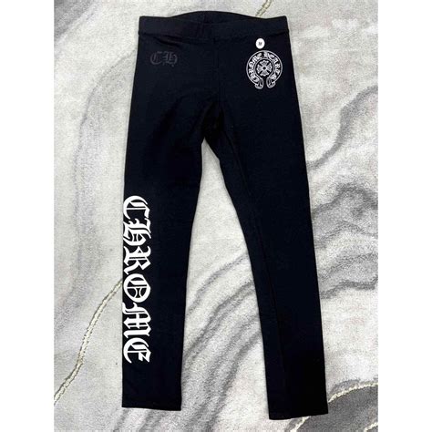 Chrome Hearts Chrome Hearts Script Horseshoe Logo Black Leggings Medium ...