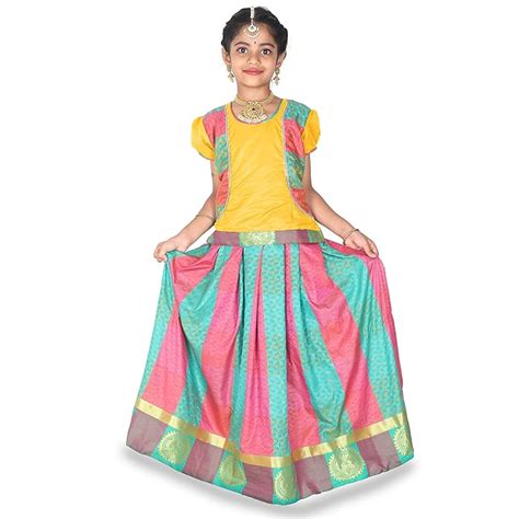 Buy kaatru Thana Silk Girls Pavadai Set (D38) - Lehenga Choli (Prince ...