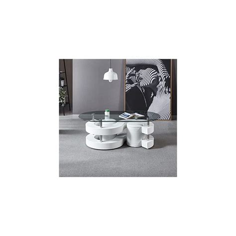 Buy 3 Pieces Glass Coffee Table Set, Modern Oval Vintage Clear Glass ...