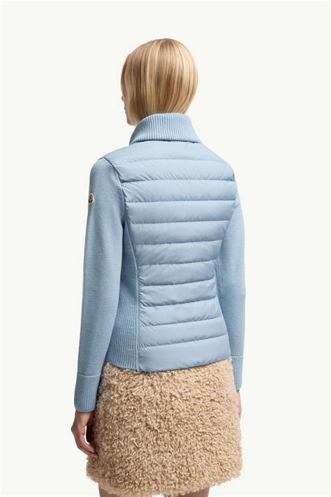 Light Blue Padded Wool Zip-Up Cardigan - Sweaters & Cardigans for Women ...