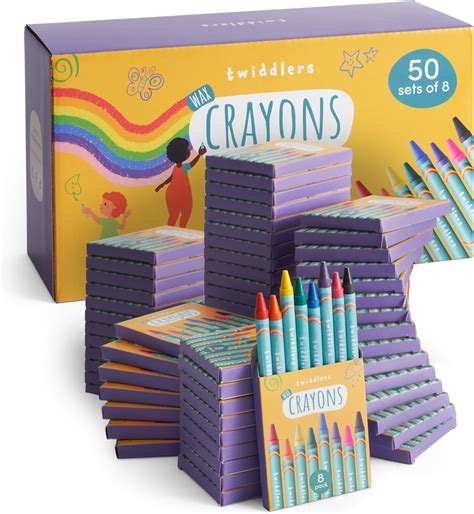 THE TWIDDLERS 50 Boxes of Wax Crayons for Kids, 8 Crayons Per Box, 400 ...