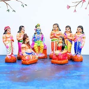 Buy PujaNPujari Draupadi Akshaya Patra Clay Golu Dolls Set of 8Pcs ...
