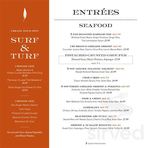 Cooper's Hawk Winery & Restaurants menu in Jacksonville, Florida, USA