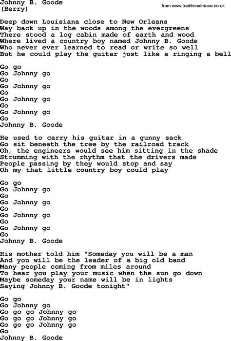 Johnny B Goode, by The Byrds - lyrics with pdf