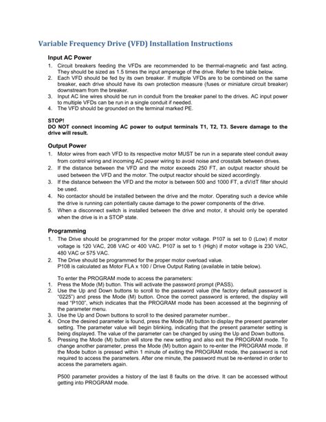 Image result for VFD Installation Guide