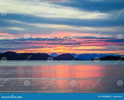 Sunset Over Douglas Island Near Juneau, Alaska Stock Image - Image of ...