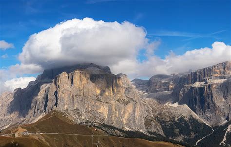 Wallpaper clouds, mountains, rocks, Italy, The Dolomites for mobile and ...