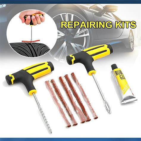 Tire Patch Kit, Tire Repair Kit with Plugs Car Tubeless Vacuum Tire ...