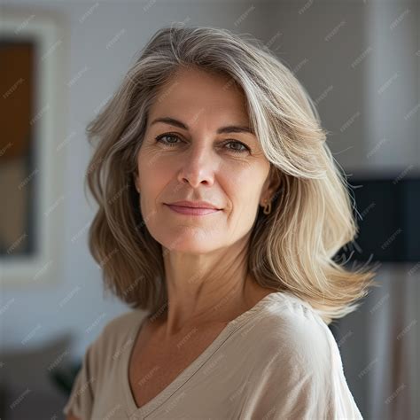 Premium Photo | Closeup portrait of a happy beautiful senior woman portrait smiling 40 year old ...