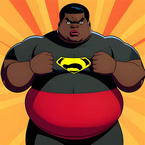 Fat black superhero, Cartoon - Arthub.ai