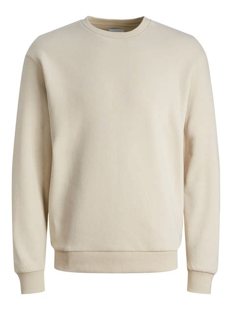 Plain Crewn Neck Sweatshirt | Beige | Jack & Jones®
